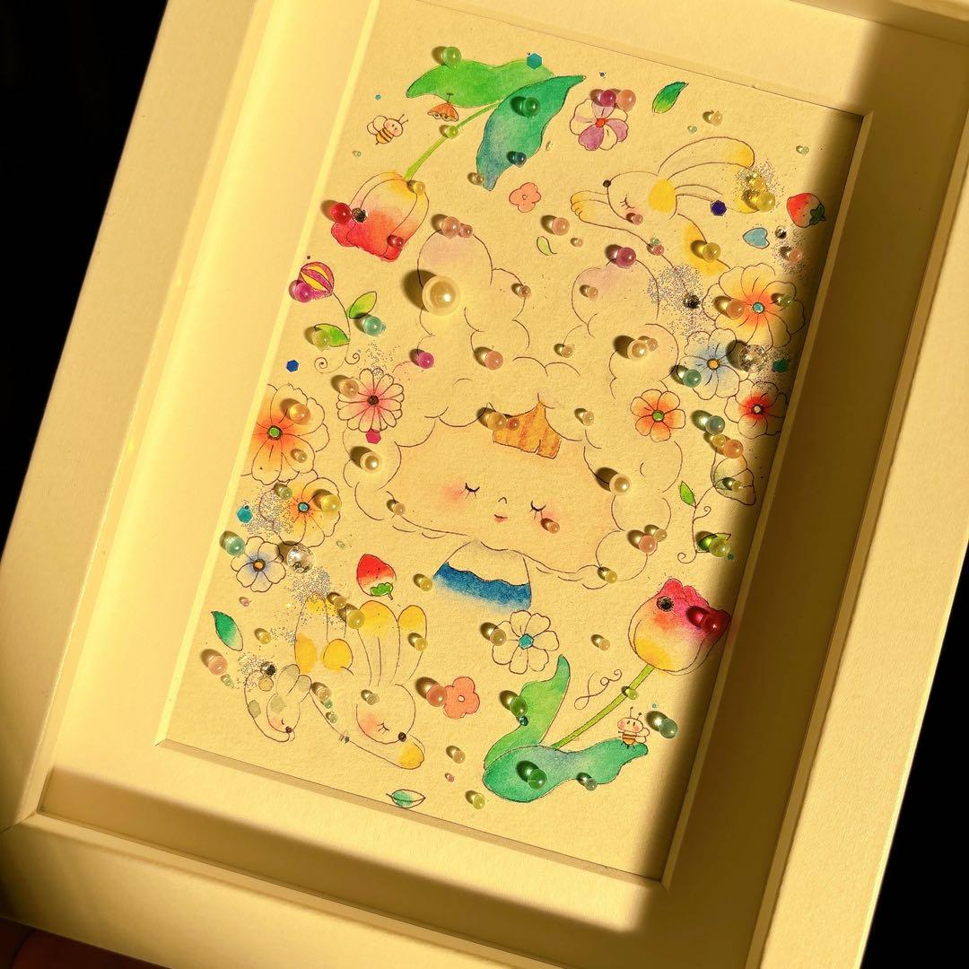 イラスト　グラスアート　水彩画　原画