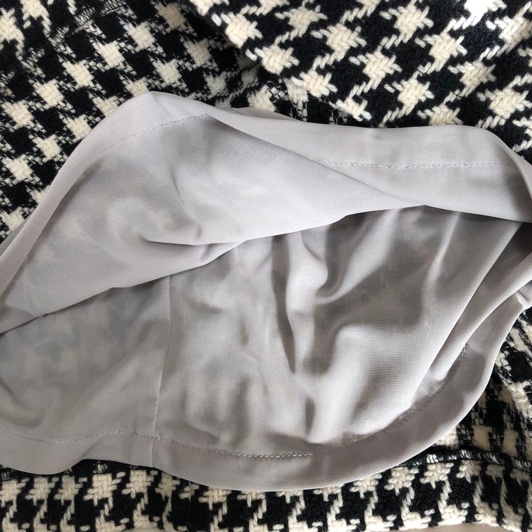 PEARLY GATES 千鳥格子柄 ウール フレア ミニスカート 0 ブラック