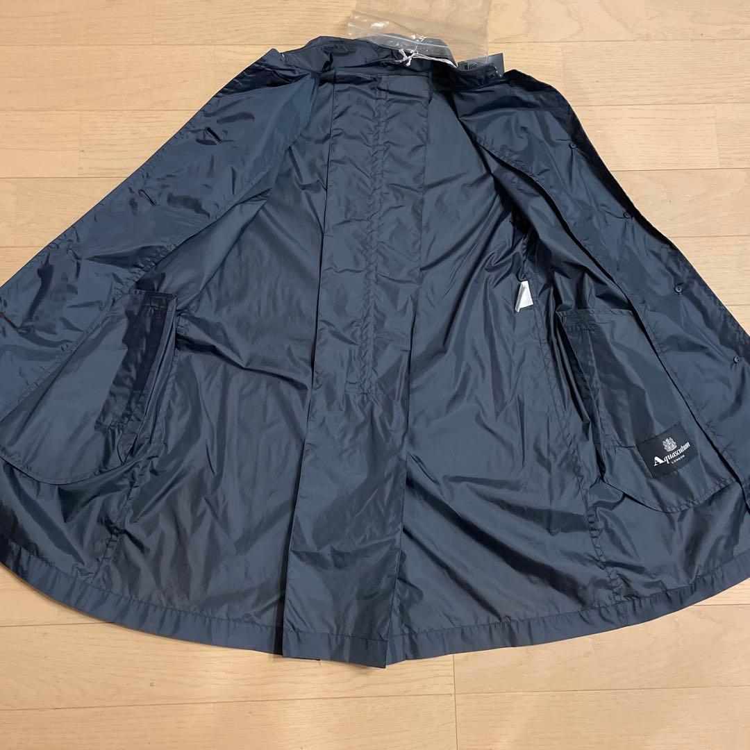 Aquascutum アクアスキュータム 帽子付きレインコート ネイビー 8