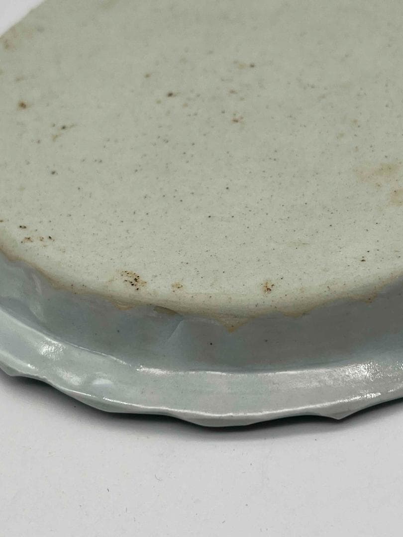 元時代　染付青花牡丹鳳凰花鳥文洗　輪花盤　古染付皿　唐物(A-79)