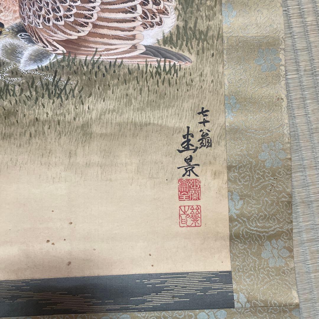 超希少価値あり！春野鶏遊図 掛軸
