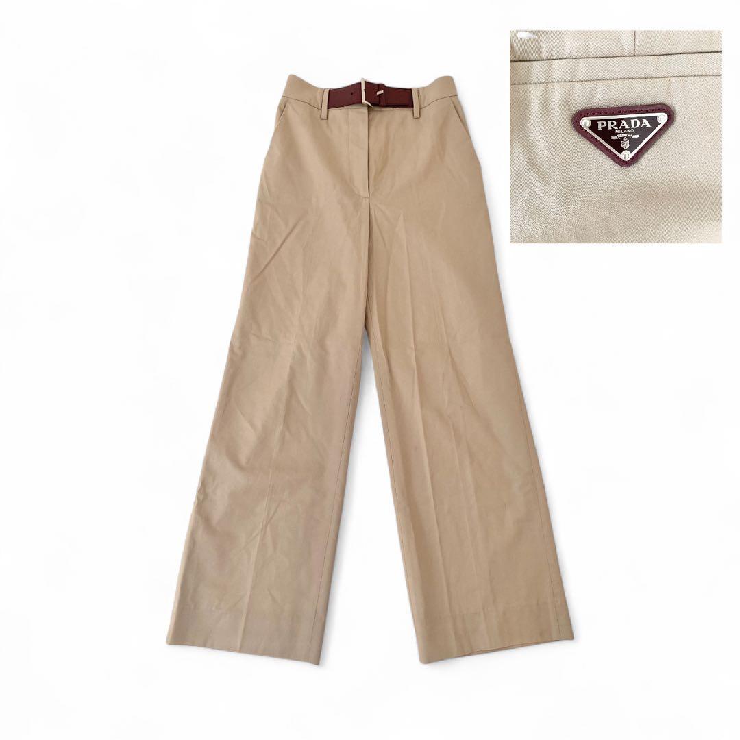 2024モデル　NFC済　PRADA トライアングルロゴ チノパンツ ベルト付