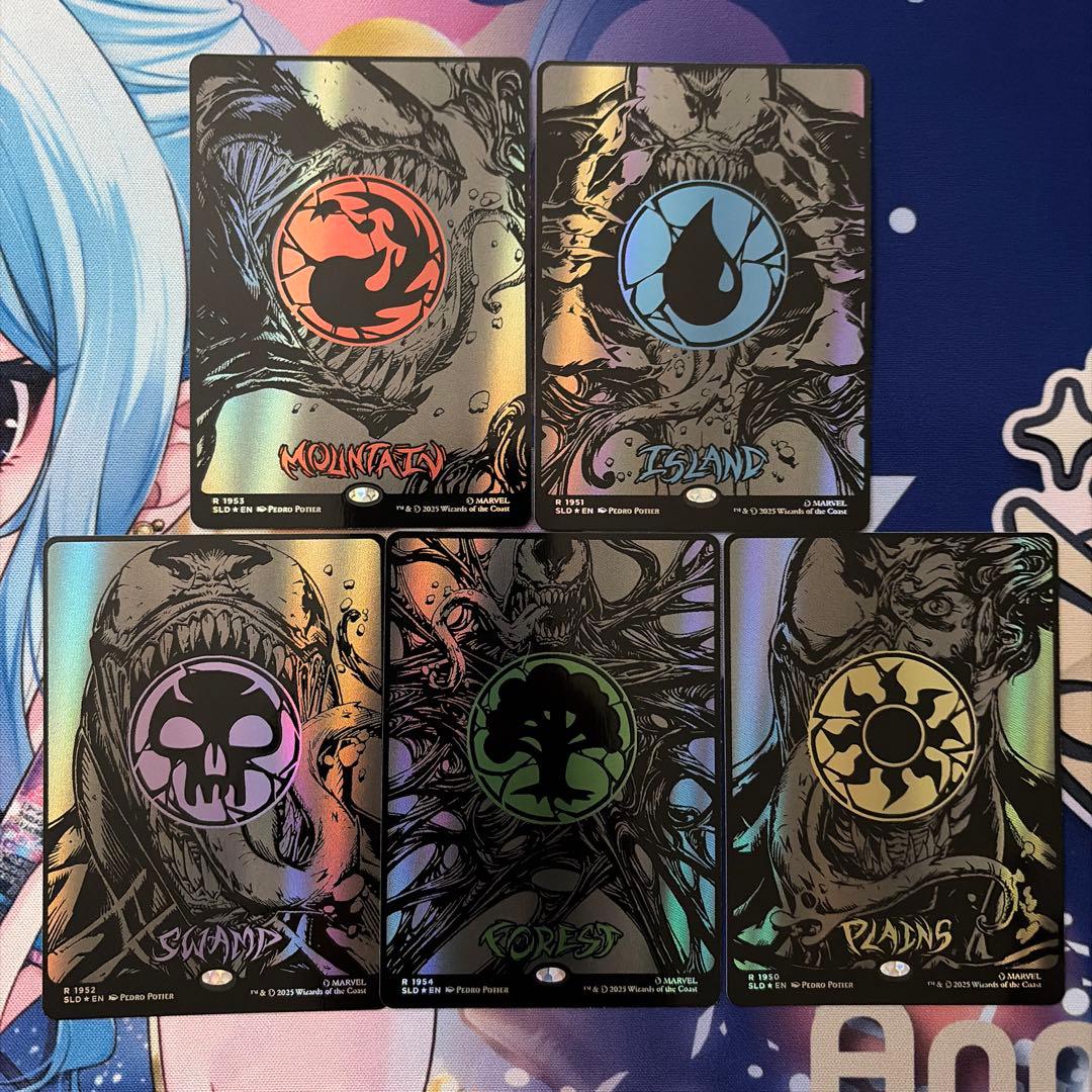 す*ん様 MTG SLD スパイダーマンレイズドFOIL 基本土地 ５枚セット