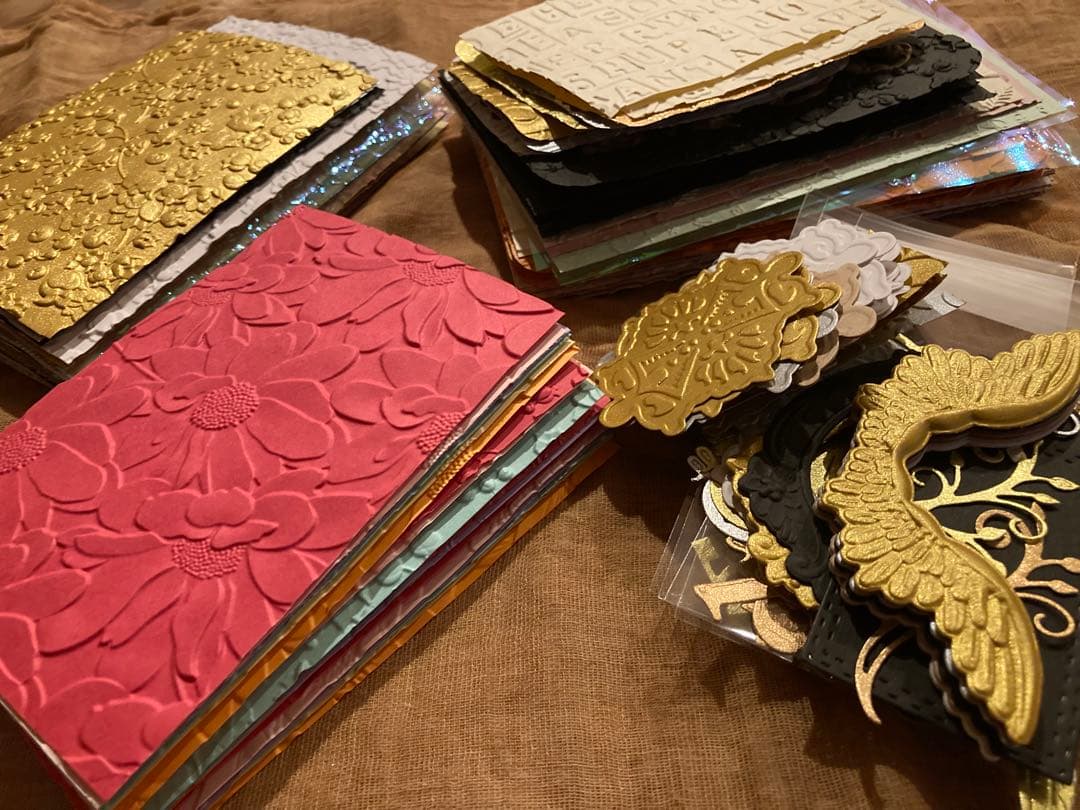 Xmasセット　ジャンクジャーナル　ティムホルツ　エンボスペーパー　インド刺繍