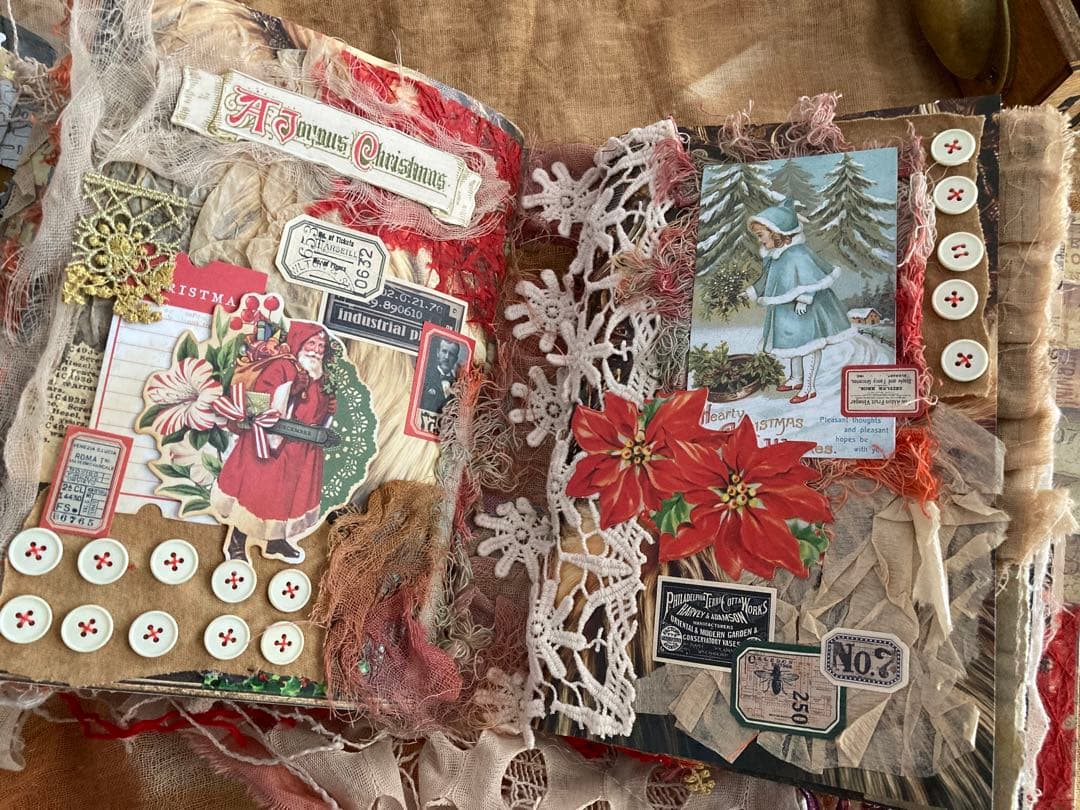 Xmasセット　ジャンクジャーナル　ティムホルツ　エンボスペーパー　インド刺繍