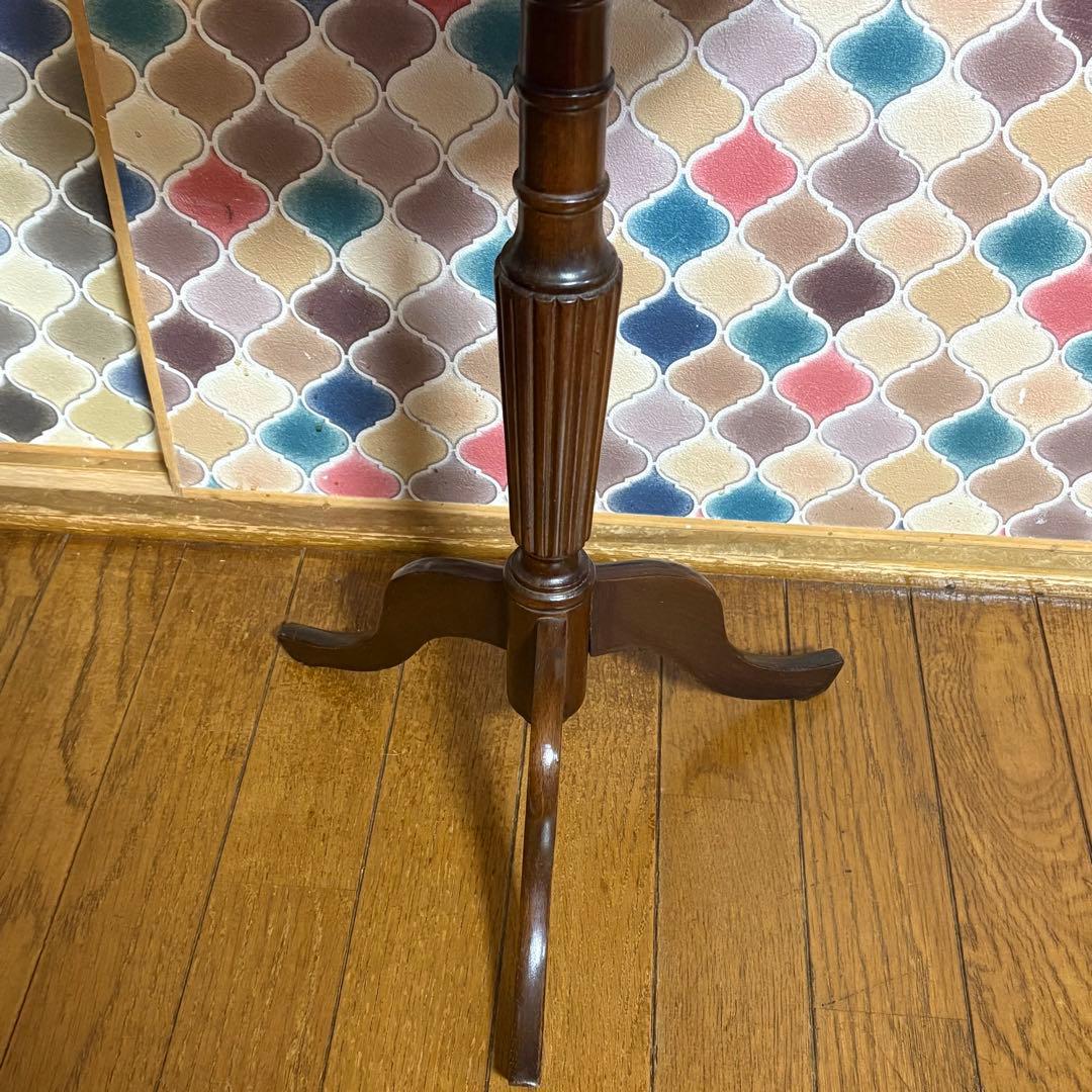 ビンテージ◎木製ラウンドテーブル　サイドテーブル　ミニテーブル　飾り棚　置台