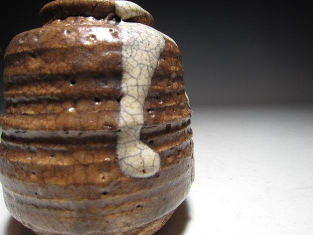 ○古萩茶入「遠山」裏千家六代 六閑斎花押 淡々斎追書 二重箱 替え仕覆k541