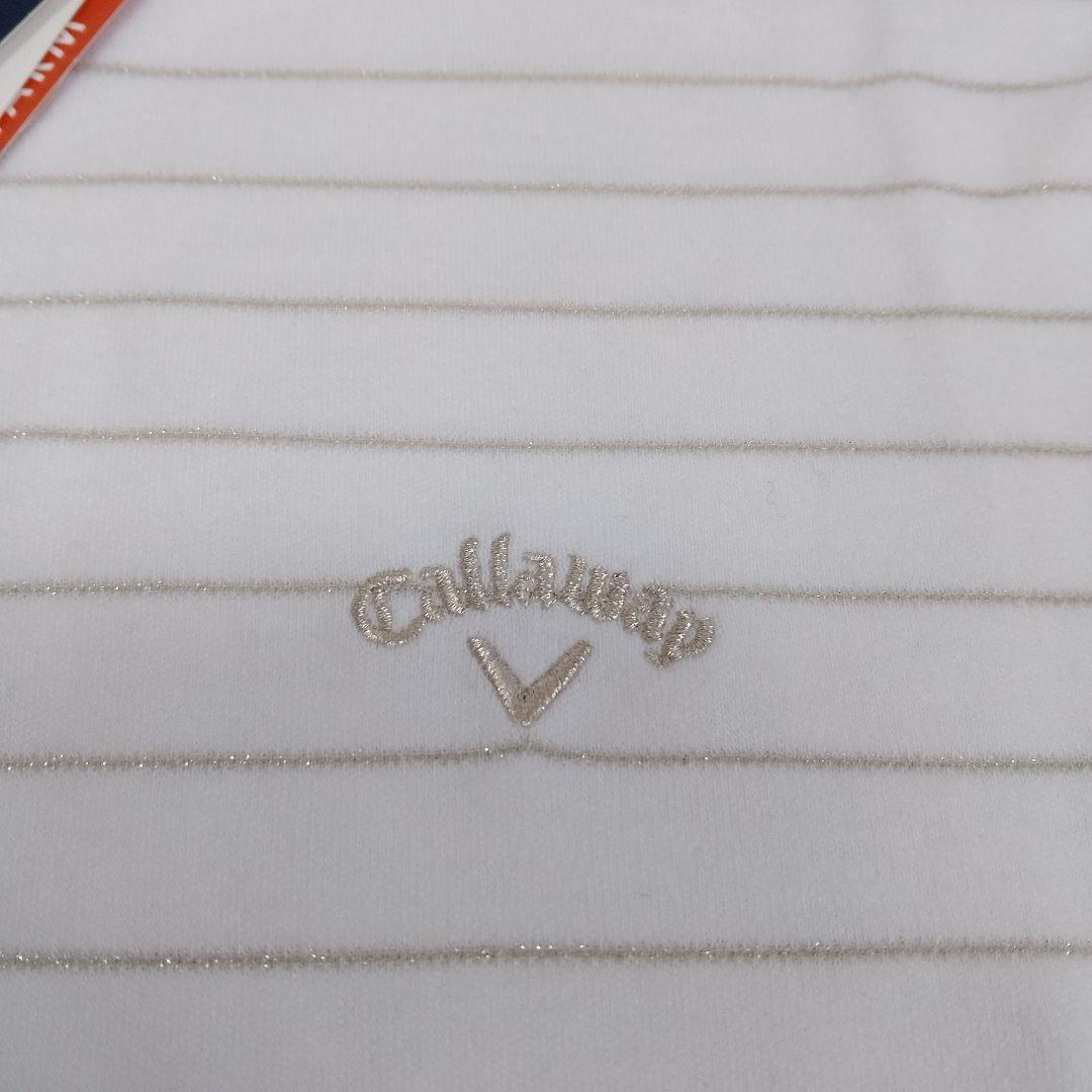 callaway 長袖ハイネックシャツ　レディースサイズ　L 白/銀ボーダー