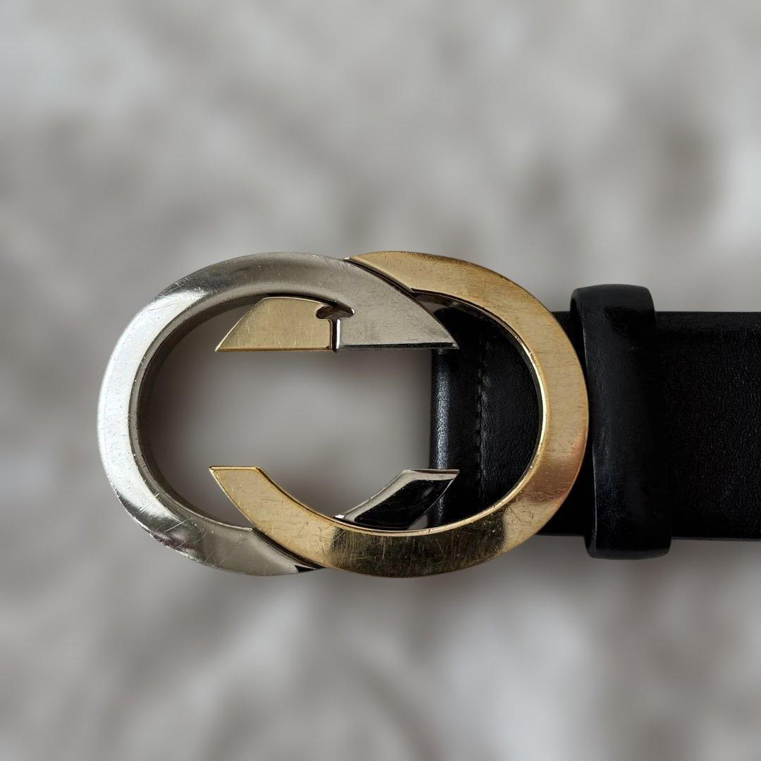 最終値下げ‼︎【美品】GUCCI 黒レザー ベルト ダブルGロゴ