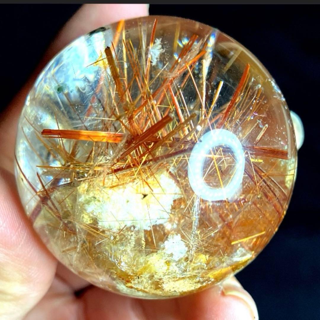 TAKU　50mm ゴールドタイチンルチルクォーツ　丸玉　スフィア