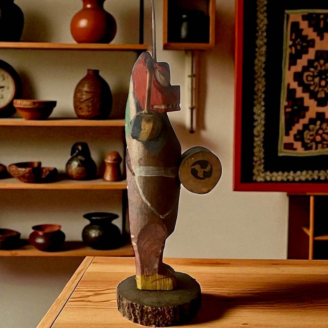 廃絶品 埼玉県飯能市 郷土玩具 大河原宏彰 丸木彫人形《獅子舞》 ×2 美楽堂