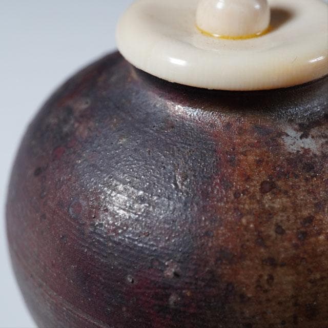 市野信水　丹波焼〆茶入　共箱　茶道具　茶器　濃茶　兵庫県　立杭