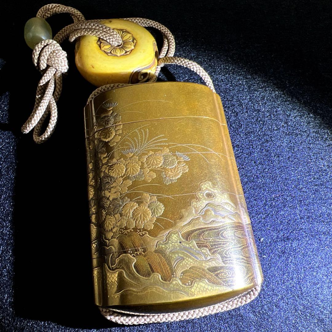 在銘　極上蒔絵　饅頭根付印籠　40g 東Y7-1219☆2Fチコチル