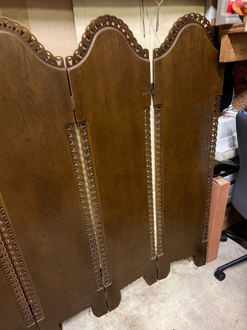 木製パーティション ダークブラウン 3パネル