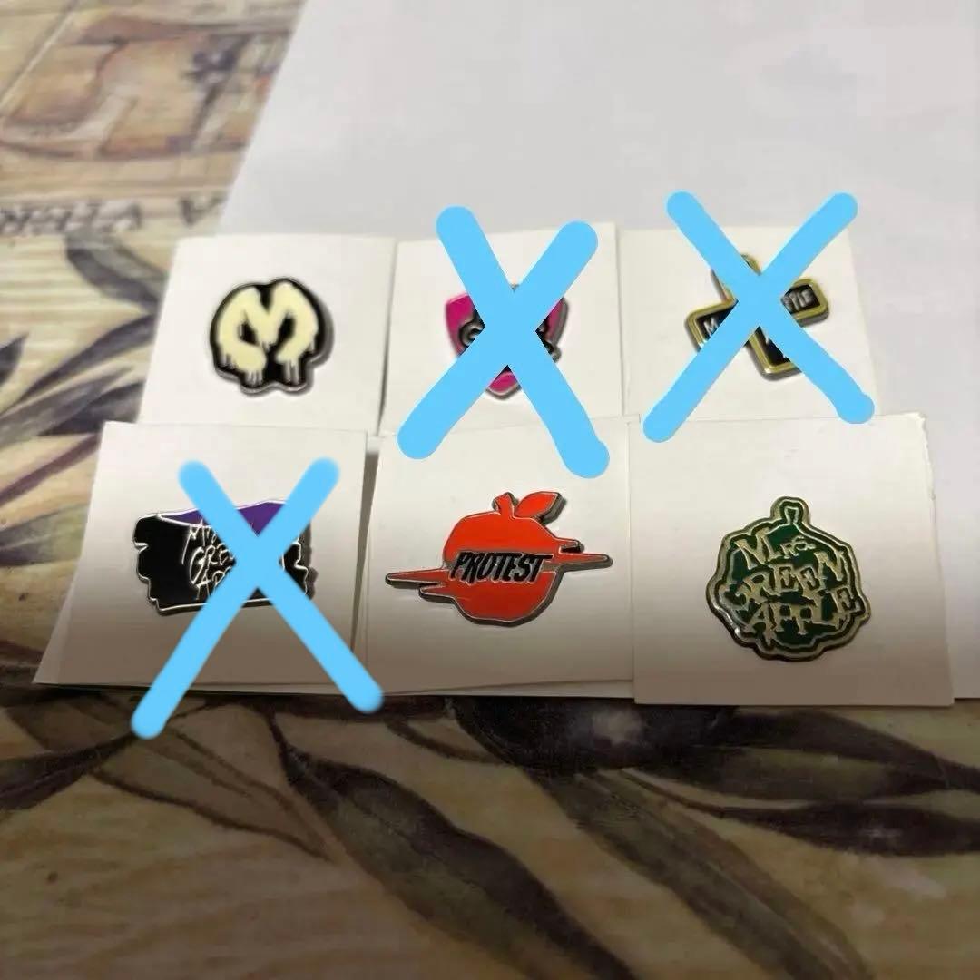 匿名Mrs.GREENAPPLE 2018ゼンジン未到とプロテストピンバッジ3つ