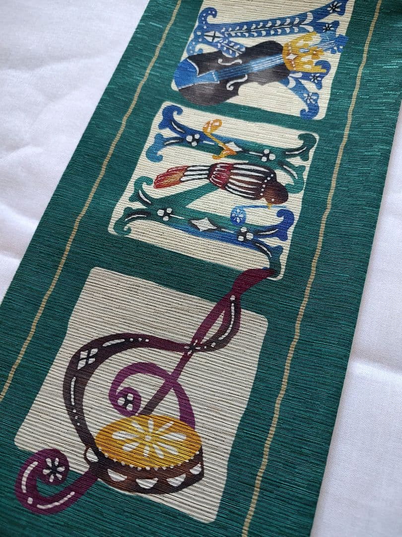 召しませ花　半幅帯　リバーシブル　絹