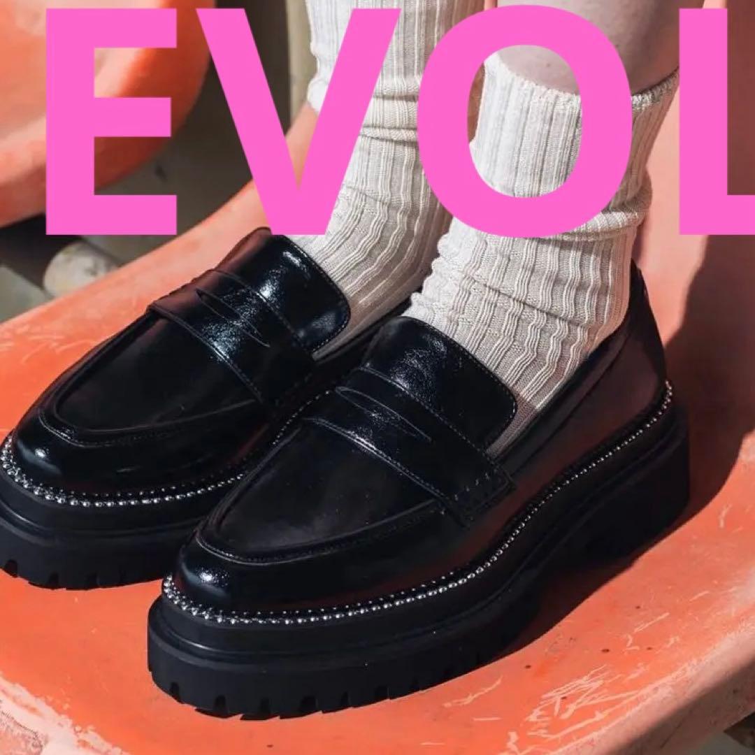 値下げ未使用EVOL スタッズトラックソールローファー２４cm