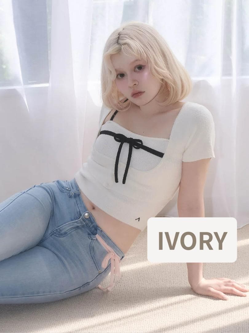 Natalie ribbon set ivory アイボリー