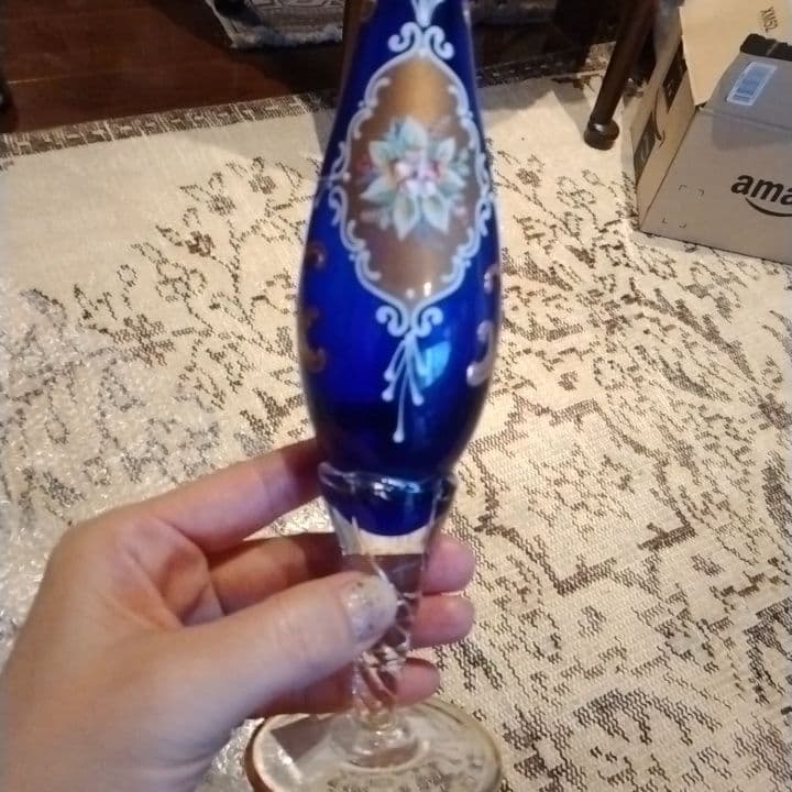 ★SALE★イタリア★T.MURANO GLASS★ガラス★手描き絵付★花瓶★