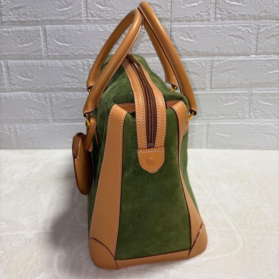 【美品】Kitamura キタムラ 緑スエード ハンドバッグ ポーチ付き 限定