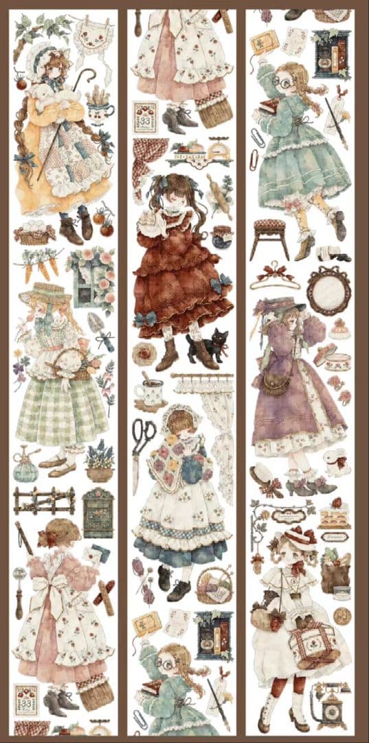 巻売 656★ 海外 マスキングテープ マステ PET 人物 女の子 贝壳光