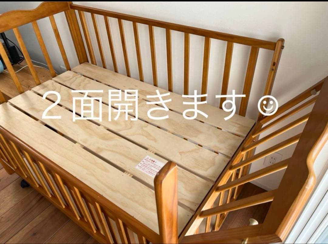 シーツ・防水シーツ付き！　送料込　大和屋　木製　ベビーベッド レギュラー