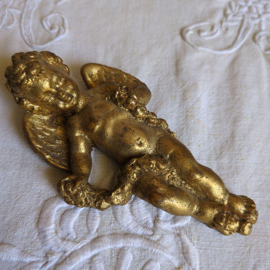 フランスアンティーク 壁飾り 天使 ペア 石膏