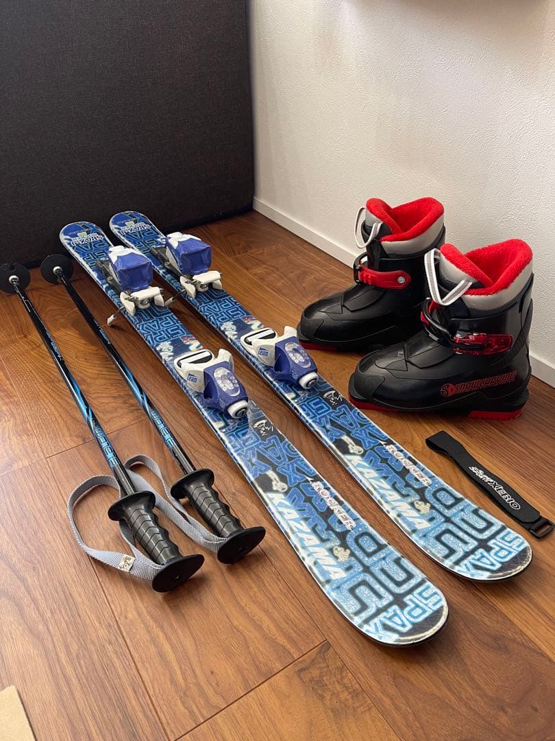 KAZAMA スキー板　96㎝　ブーツ19㎝ ストック75㎝　収納ベルト