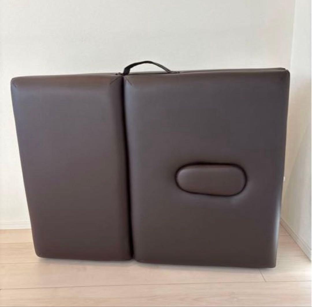 折りたたみ マッサージベッド 木製ダークブラウン スツール ブラウン丸椅子付き