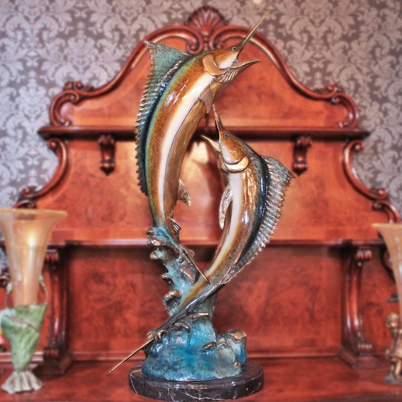 ブロンズ製 カジキマグロ ソードフィッシュ 置物 インテリア 113-443