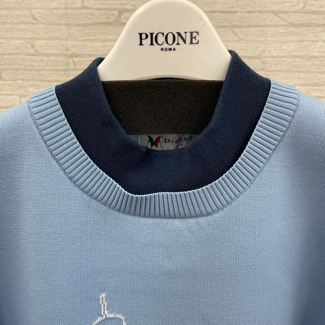PICONE ピサの斜塔刺繍セーター 水色