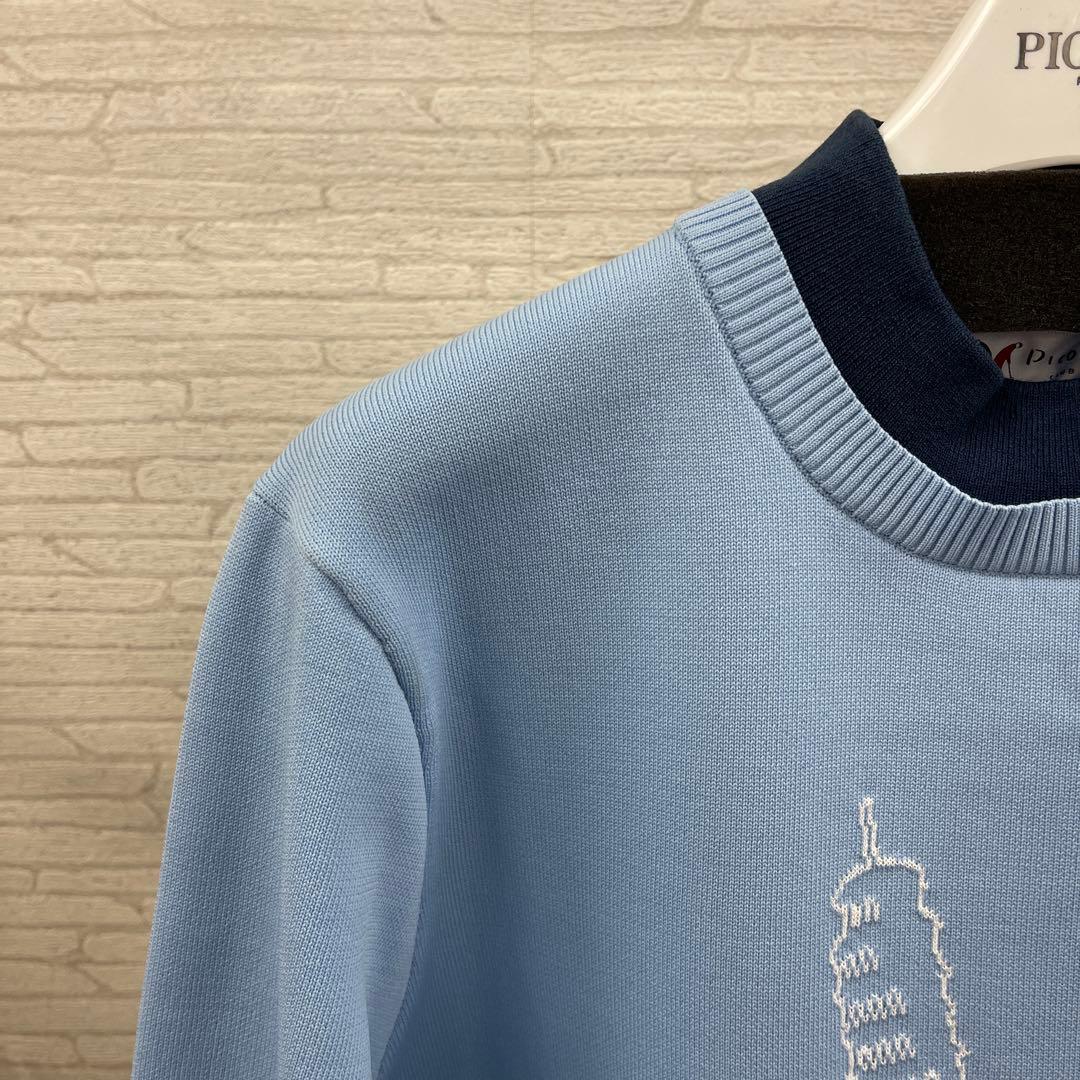 PICONE ピサの斜塔刺繍セーター 水色