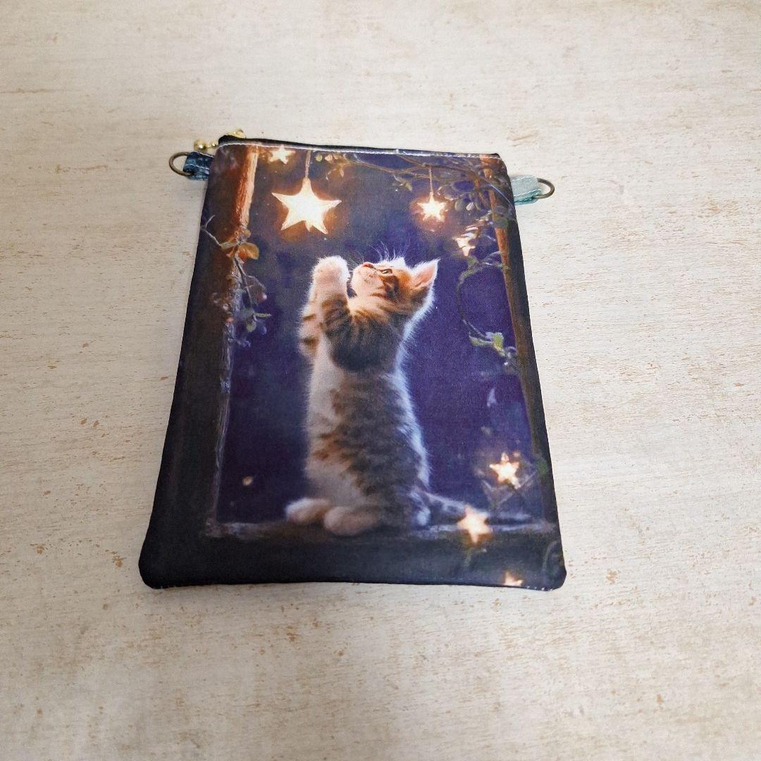 ねこパネル生地　ハンドメイド　ミニバック　ポーチ