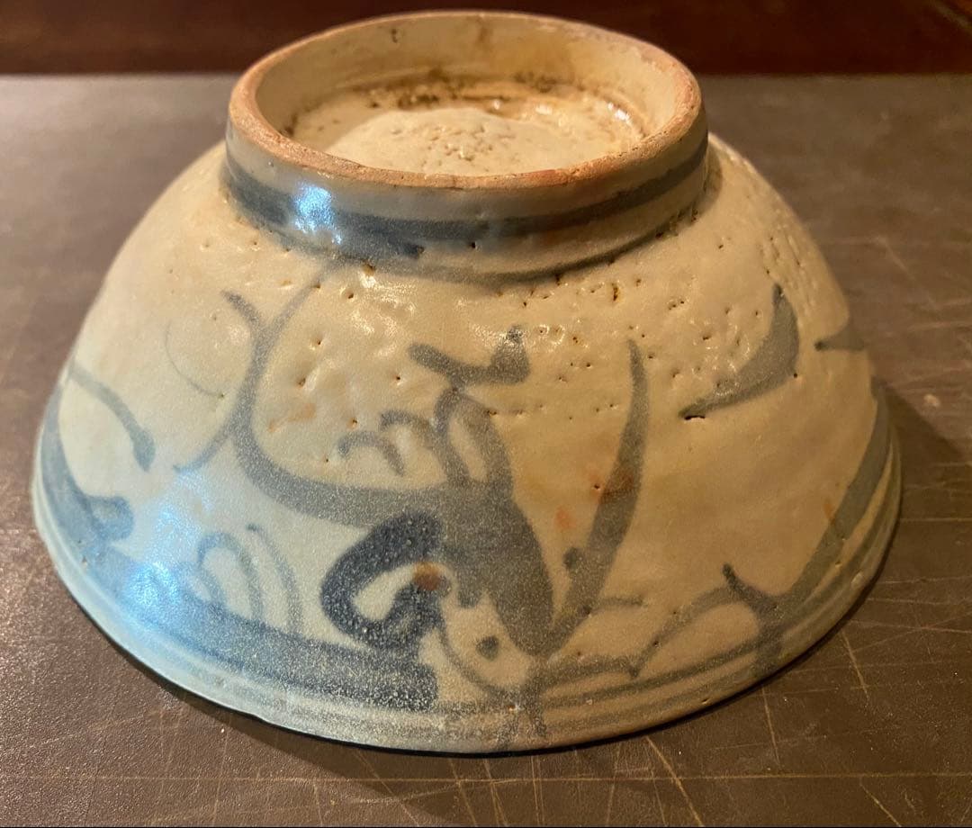 中国汕頭・スワトウ染付絵皿　鑑賞台付 ・ヴィンテージ　レア ・中国　台湾茶器