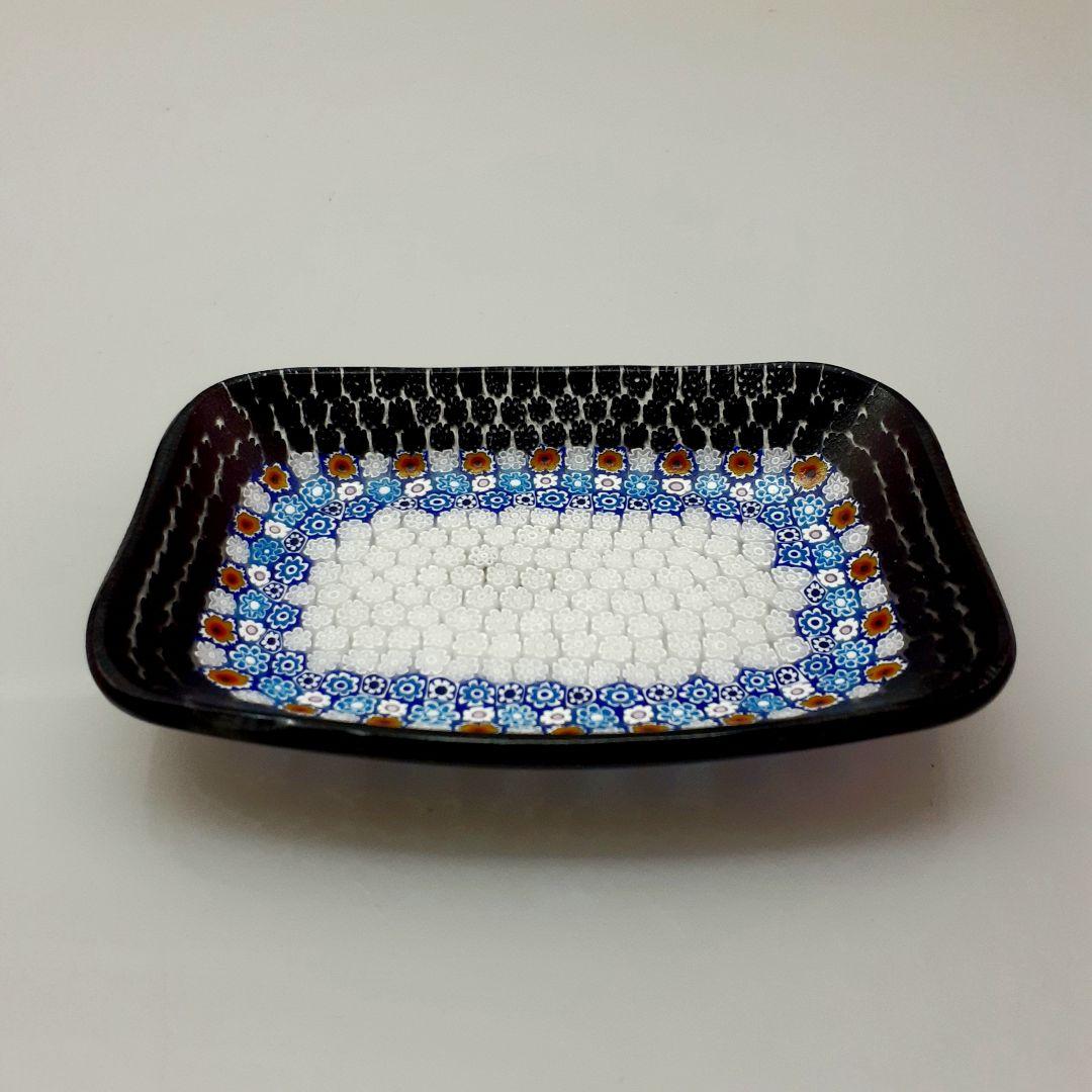 MURANO GLASS ブラック ミルフィオリプレート皿