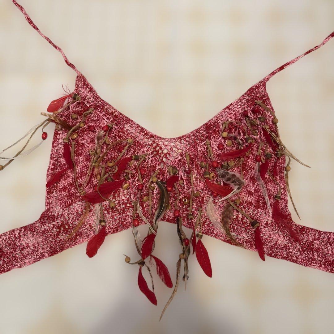 ANNASUI 赤 ボヘミアンスタイルキャミソール
