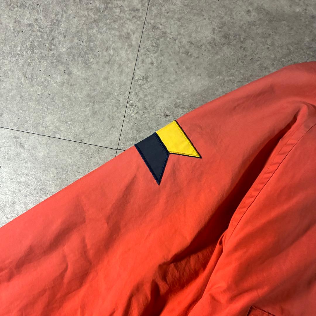 90s nauticaリバーシブルフリースジャケット刺繍ロゴフェードオレンジ短丈