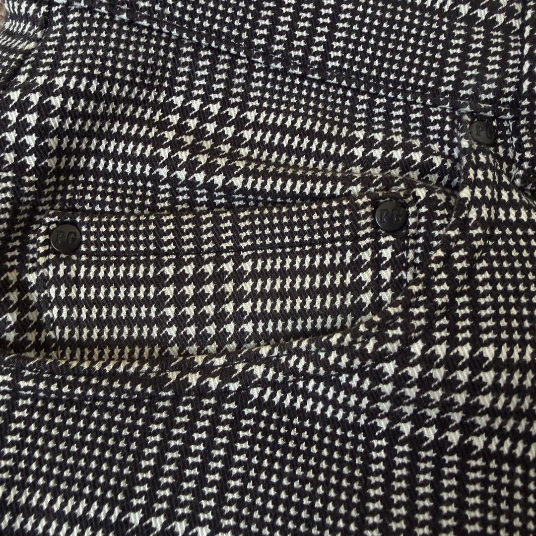 防寒　裏地付き　パーリーゲイツ　パンツ　M〜L相当　チェック　千鳥格子　黒　白