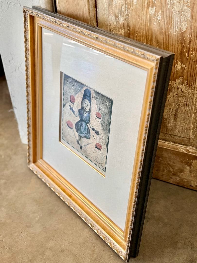 藤田嗣治（レオナール・フジタ）によるリトグラフ 「オートクチュール」「四十雀」