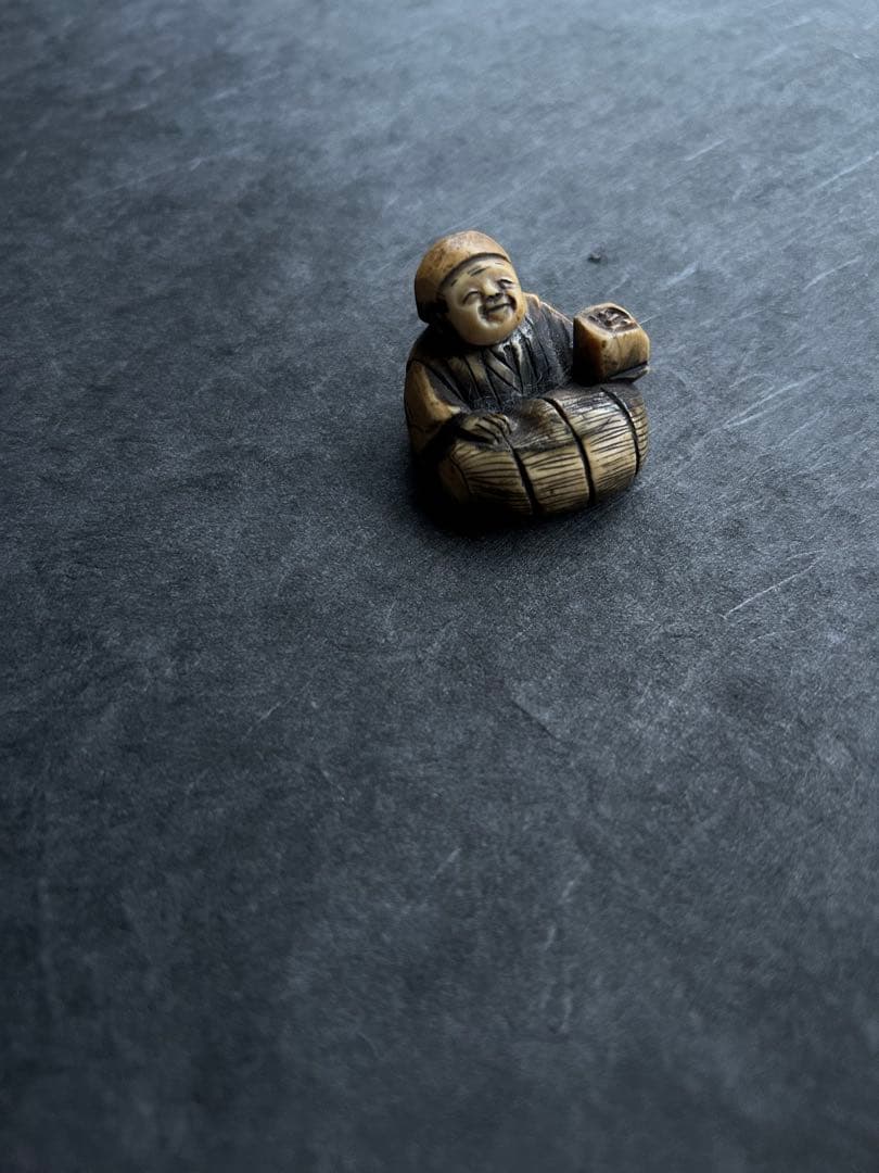 江戸時代 翁　根付　 牙刻　江戸期　在銘　東洋彫刻