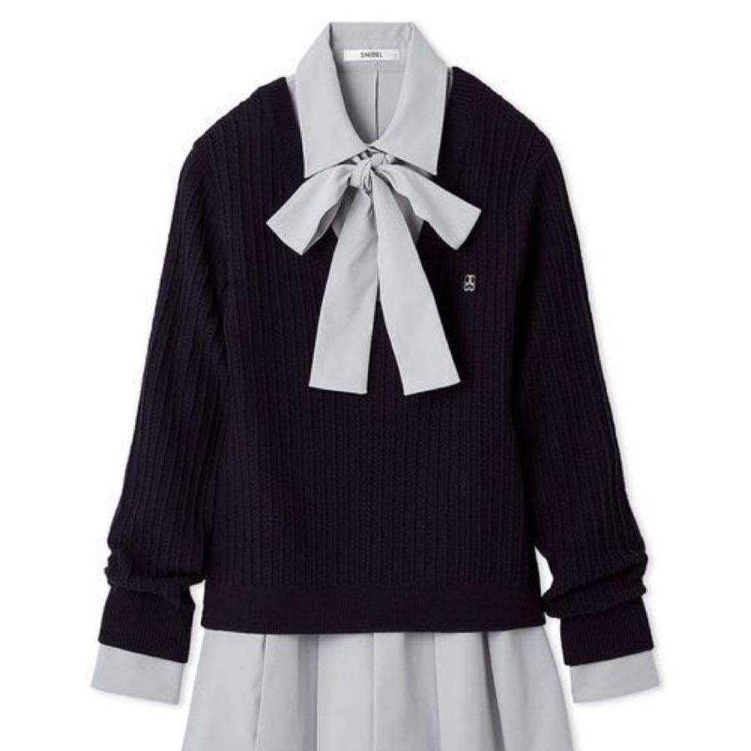 【新品】スナイデル ニットシャツワンピース ネイビー サイズ0 SNIDEL