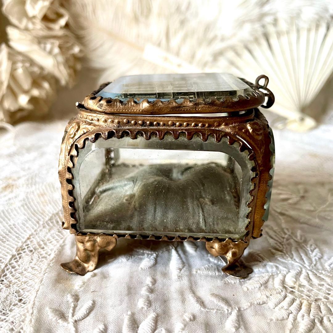 ノートルダム大聖堂ベベルガラスジュエリーボックス　ケース　フランスアンティーク