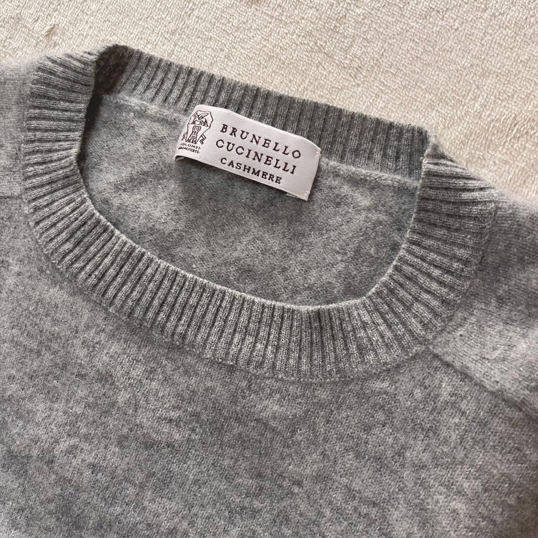 希少✨ブルネロクチネリ　カシミヤ100 クルーネックセーター エルボーパッチ