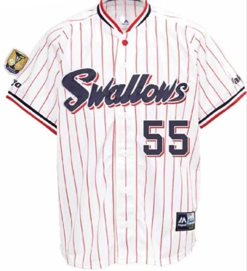 美品未着用、東京ヤクルトスワローズ　村上宗隆　優勝ワッペン付きユニフォーム　M