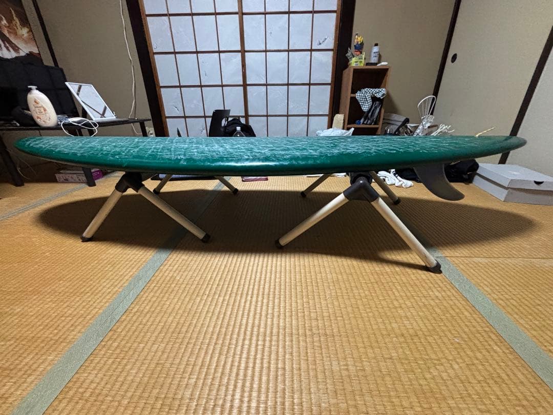 緑色 ファンボード シングルフィン付き