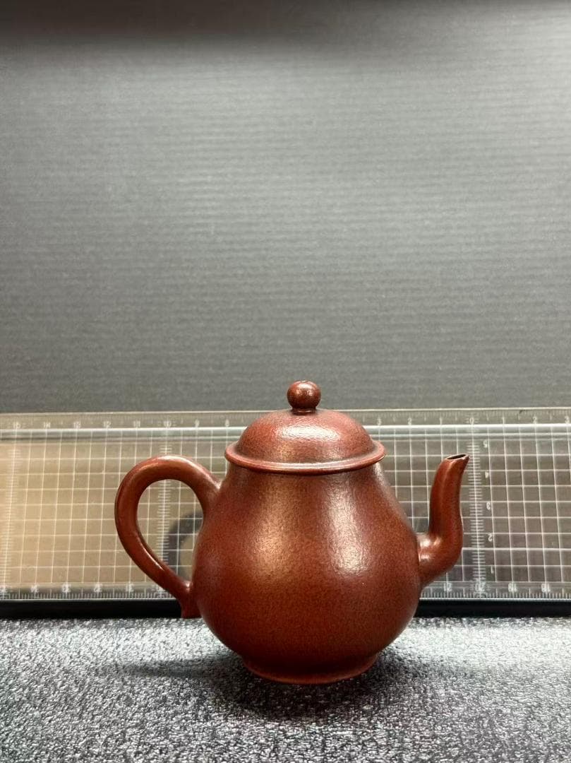 【孟臣 底款 刻漢詩 自有一山川】紫砂壷 朱泥 段泥 煎茶道具 急須 単孔口