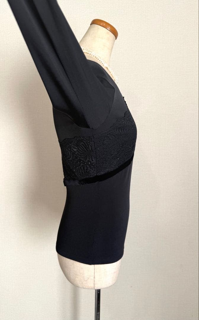 美品　Chacott チャコット　トップス　ベロアリボン　レース　黒