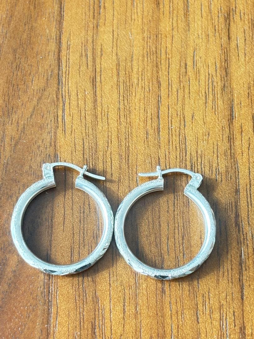 メキシコ タスコ製 Taxco シルバー925 総柄デザインフープピアス