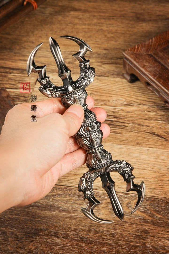 【修縁堂】密教法具レトロな黒五大明王金剛盤金剛五鈷杵三鈷杵独鈷杵五点セット