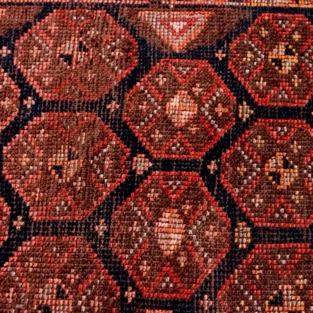 オレンジブラック　超ロングランナーラグ　ヴィンテージラグ　トルコラグ